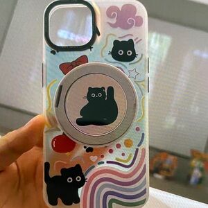 Cute Cat Design Phone Case with Stand - Multicolor